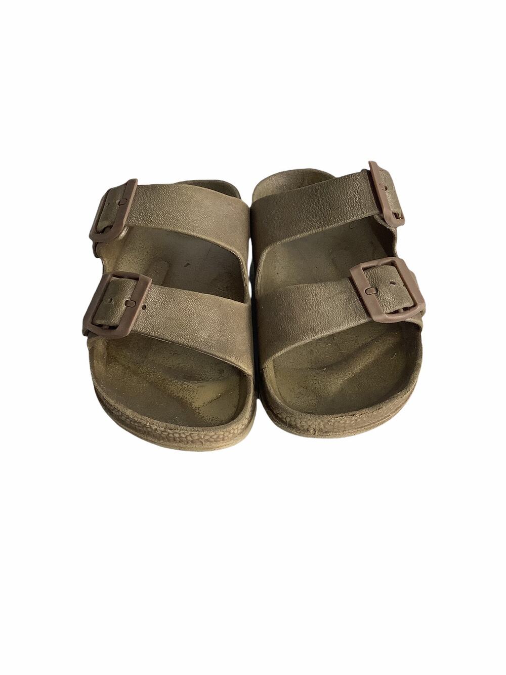 Girl’s Slip-On 2 Strap Buckled Slide Sandals 34